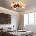 Industrial Cage Ceiling Fan Low Profile 7 Blade Fan with Remote & Light Modern Rustic Cooling for Small Spaces