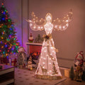 Tangkula 5 FT Lighted Christmas Angel, Outdoor Pre lit 3D Glittered Angel with 100 Warm White Lights